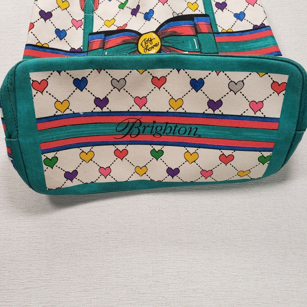Brighton Tote Bag Colorful Heart Bow Graphic Print Large Canvas Shoulder Purse - Picture 13 of 16